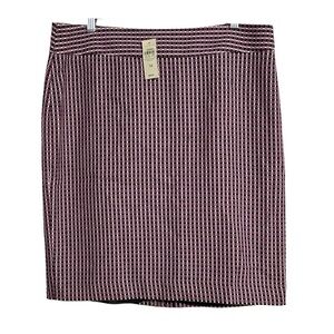 Ann Taylor NWT Pink Black Tweed Textured Lined Pencil Straight Knee Length Skirt